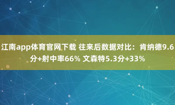 江南app体育官网下载 往来后数据对比：肯纳德9.6分+射中率66% 文森特5.3分+33%