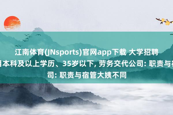 江南体育(JNsports)官网app下载 大学招聘寝室楼长条目本科及以上学历、35岁以下， 劳务交代公司: 职责与宿管大姨不同