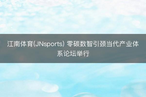 江南体育(JNsports) 零碳数智引颈当代产业体系论坛举行