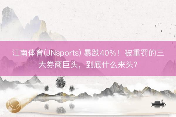 江南体育(JNsports) 暴跌40%！被重罚的三大券商巨头，到底什么来头？