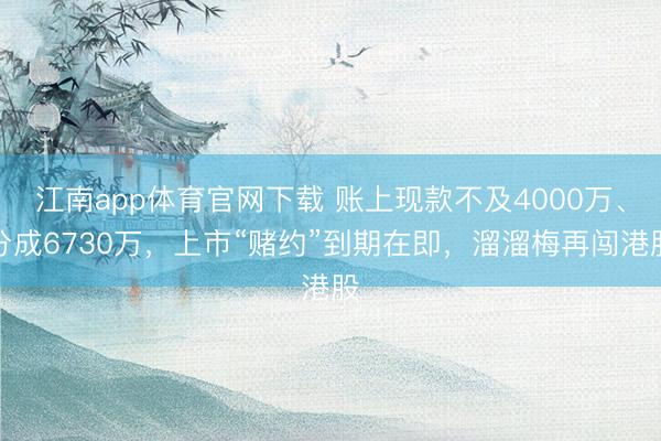 江南app体育官网下载 账上现款不及4000万、分成6730万，上市“赌约”到期在即，溜溜梅再闯港股