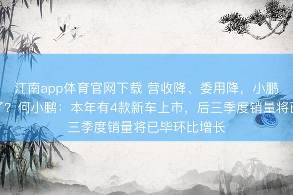 江南app体育官网下载 营收降、委用降，小鹏毛利率却升了？何小鹏：本年有4款新车上市，后三季度销量将已毕环比增长