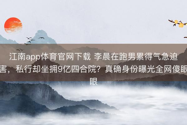江南app体育官网下载 李晨在跑男累得气急迫害,私行却坐拥9亿四合院?真确身份曝光全网傻眼