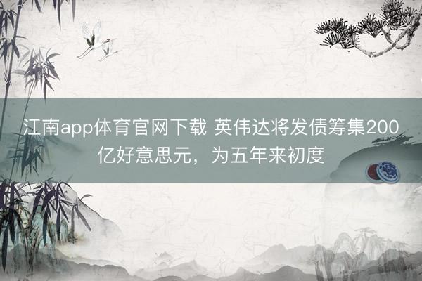 江南app体育官网下载 英伟达将发债筹集200亿好意思元,为五年来初度